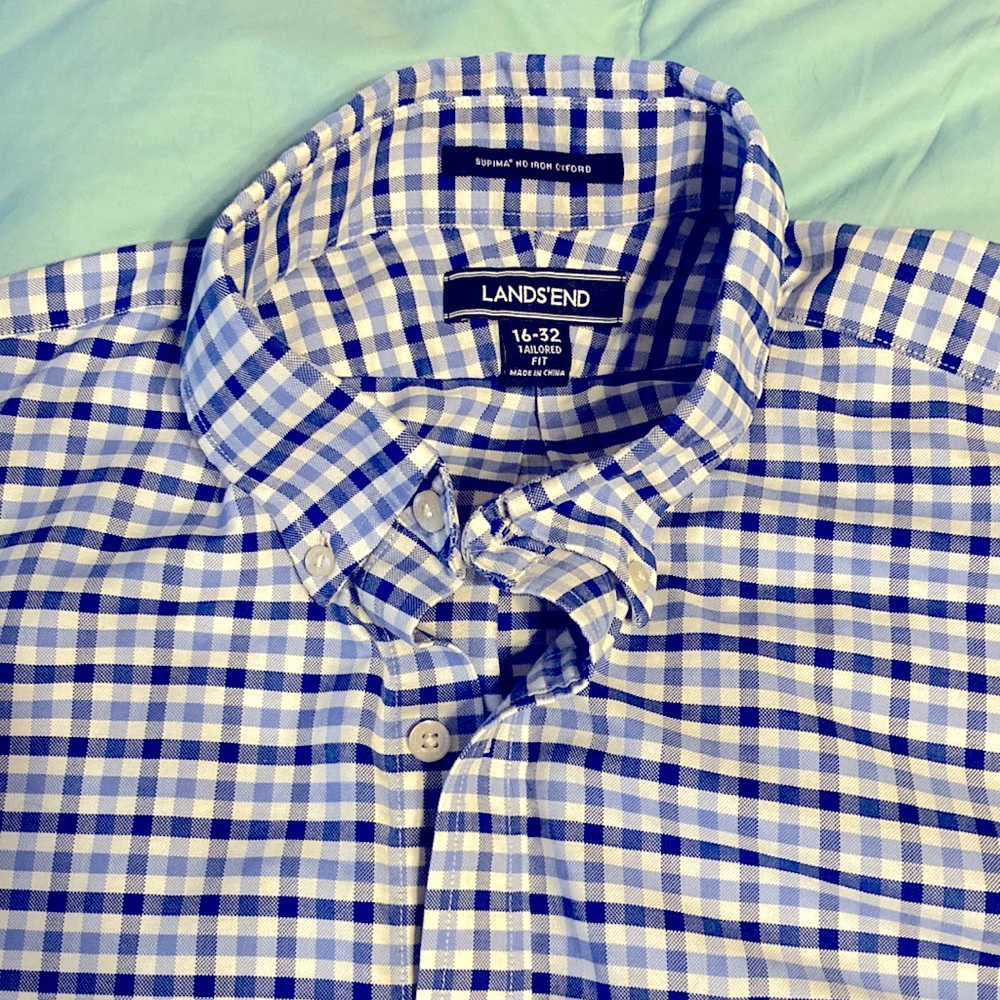 16-32 Tailored Fit Lands End No Iron Oxford Dress Shirt -  30% off bundles!